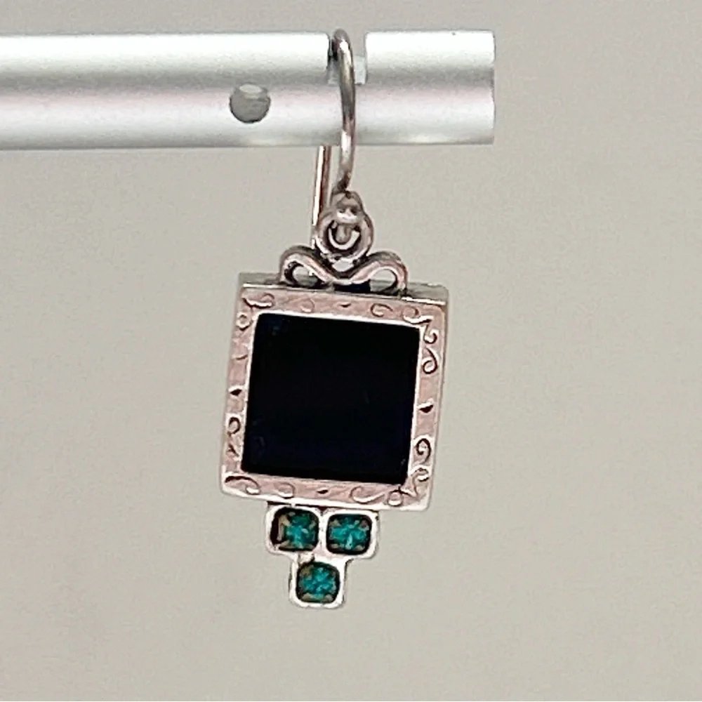 Onyx Apatite Sterling Silver Earrings - Picture 10 of 11